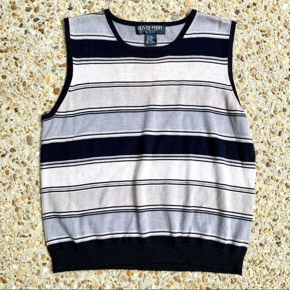 Oliver Perry Silk Blend Striped Tank M Petite - Picture 1 of 6